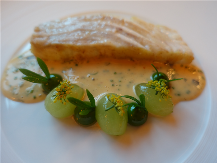 turbot with grapes and beurre blanc